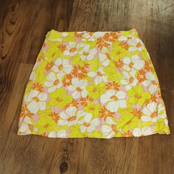 Sanctuary Pink Yellow Orange Floral Linen Mini Skirt GGG - Picture 4 of 6